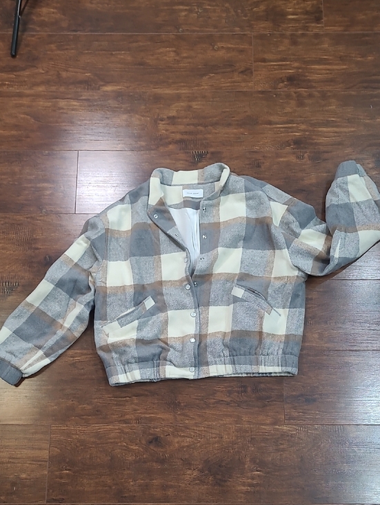 Dear John Jackets & Blazers - Dear John Plaid Button-Up Jacket - Cream & Gray Size  Large